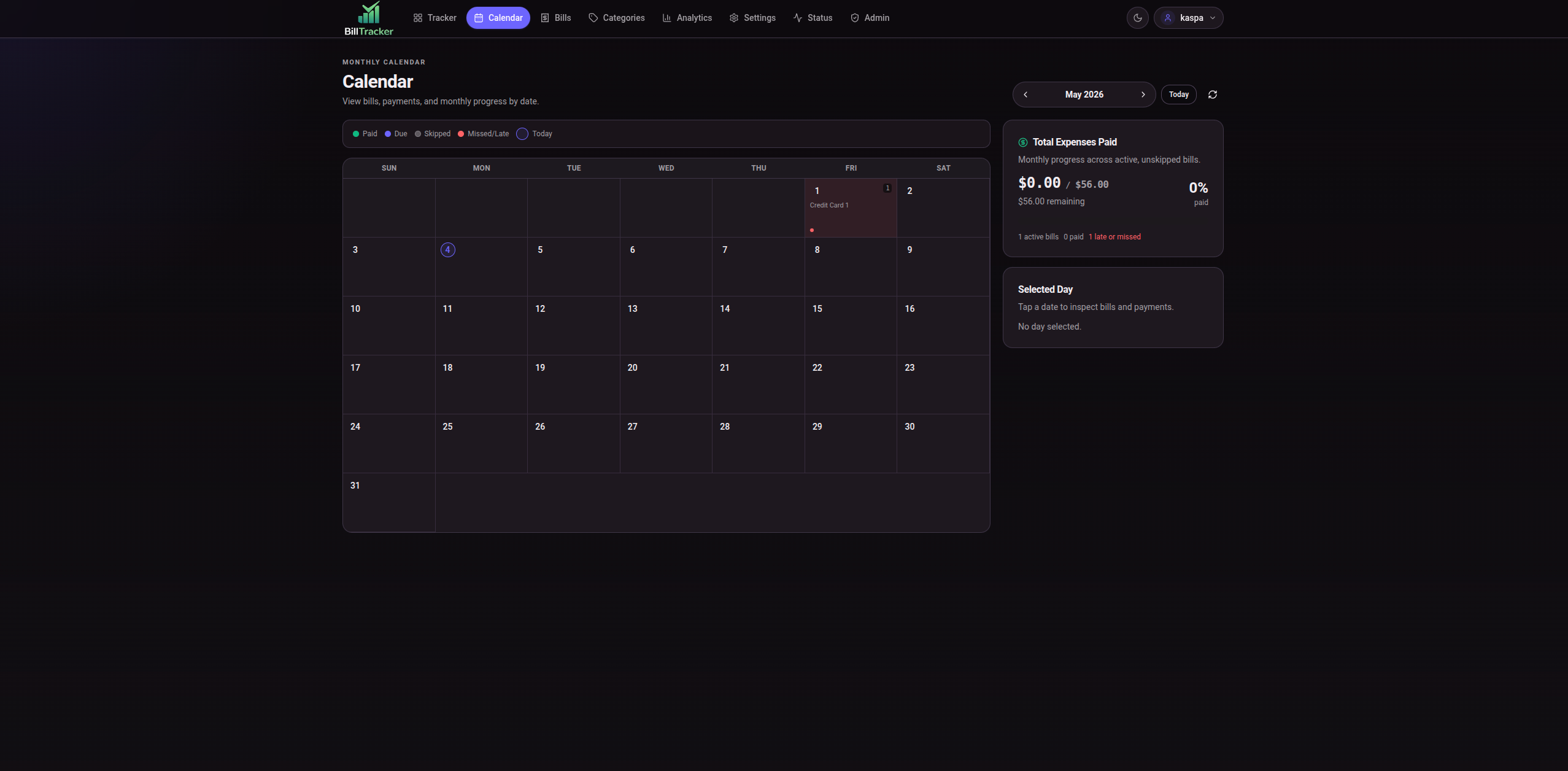 Calendar screenshot