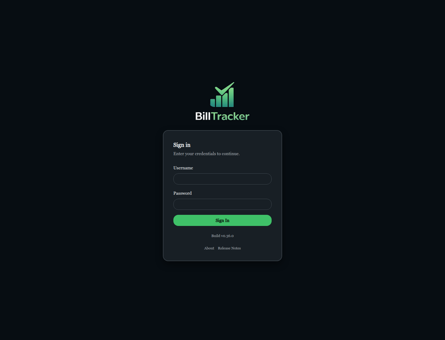 Login screen